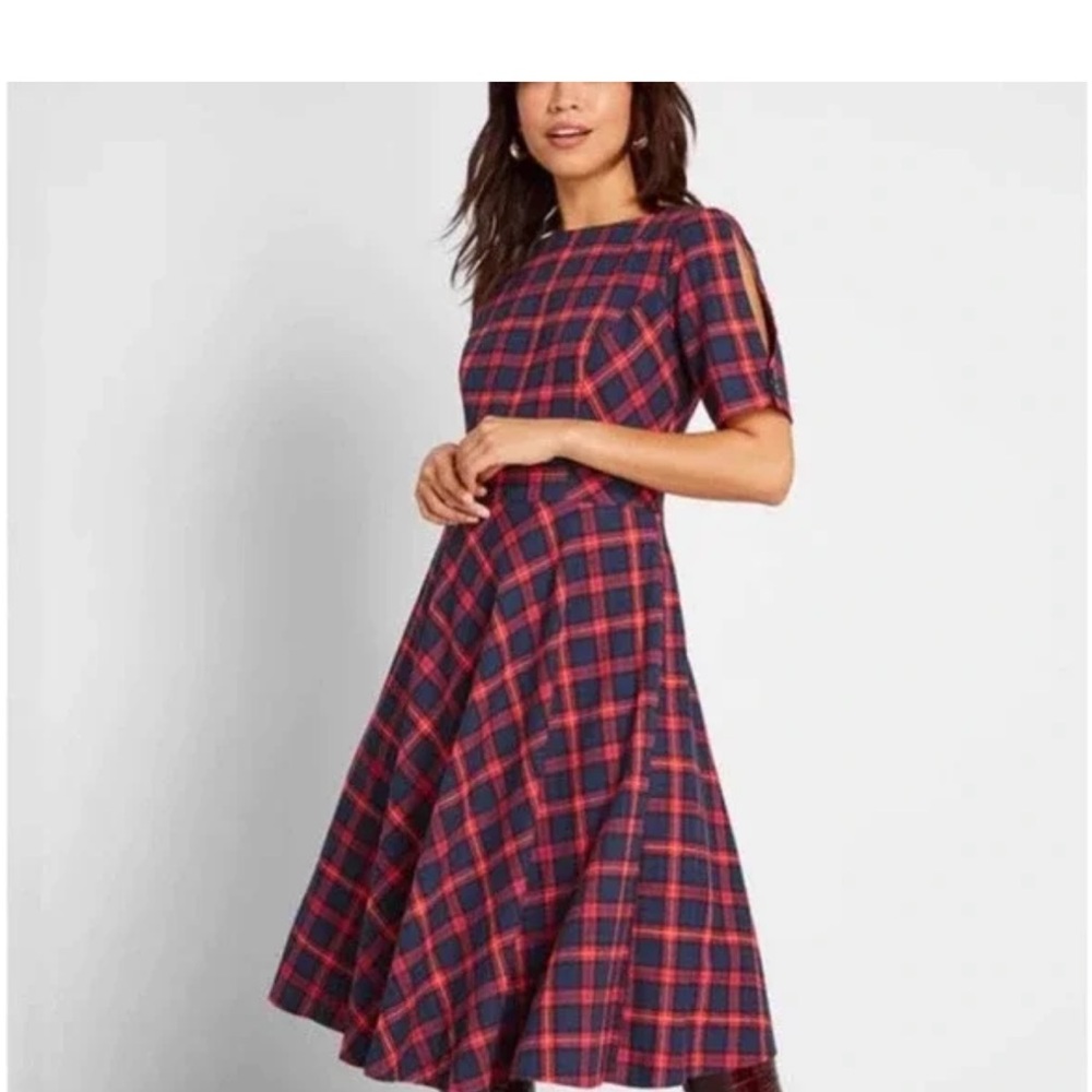 Royal Monk Plaid dress, retro, A line, UK size 14 equivalent to US size 10